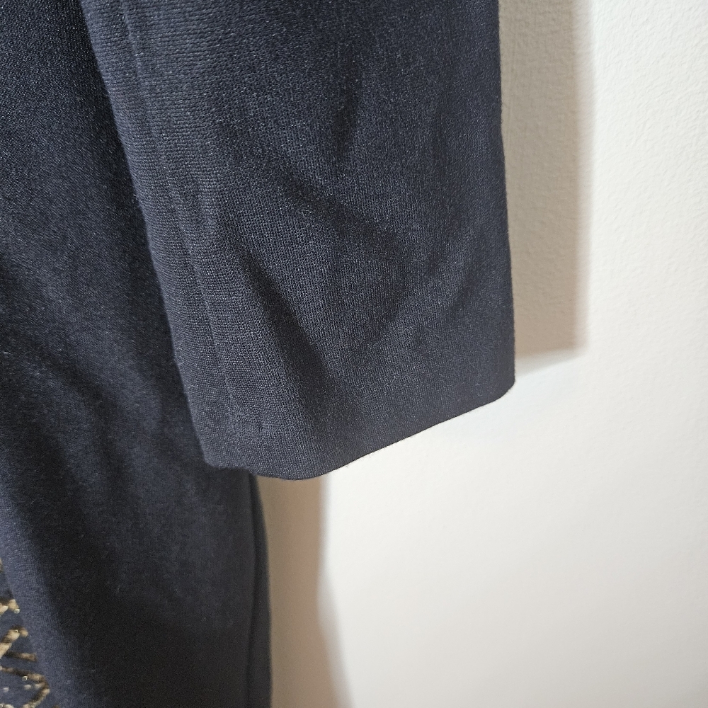 Ted Baker Knit Sheath Dress Black Gold Midi Long Sleeve Bodycon Women's 6 - Picture 6 of 9